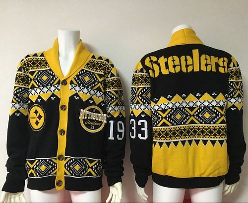 Nike Steelers #33 Black Men's Ugly Sweater - Click Image to Close